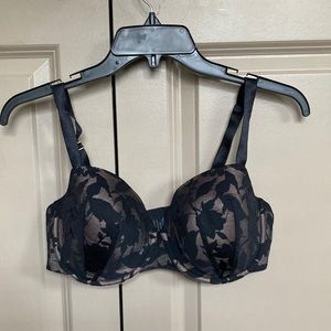 ThirdLove Foliage Lace Demi Bra- 34E- Black/Nude